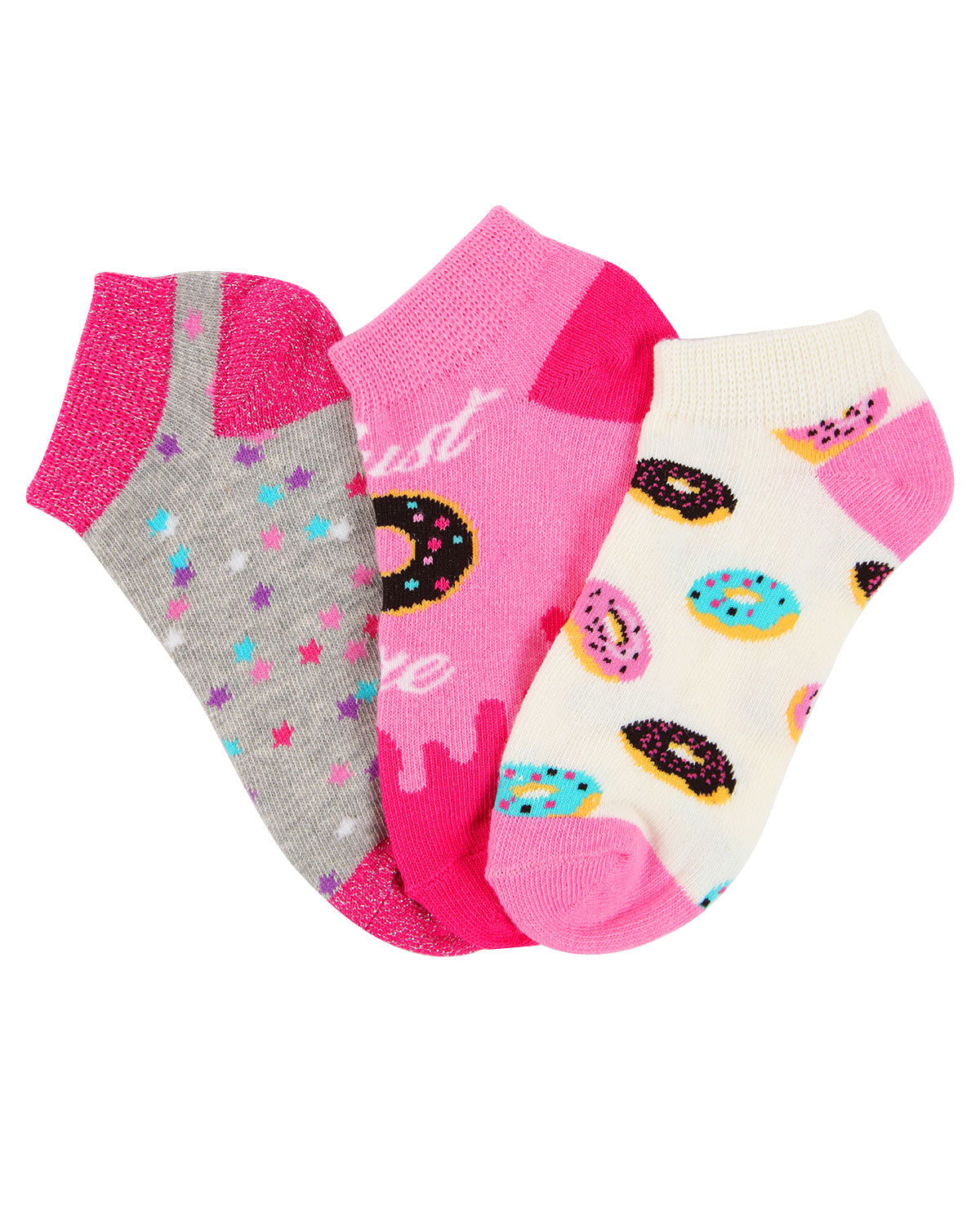 Donut Low-Cut Girls Socks 3-Pack : Color: Assorted