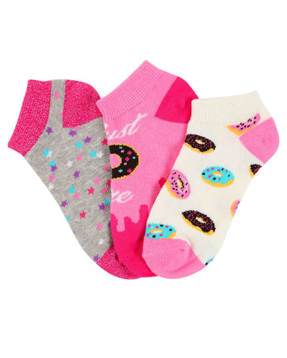 Donut Low-Cut Girls Socks 3-Pack : Color: Assorted