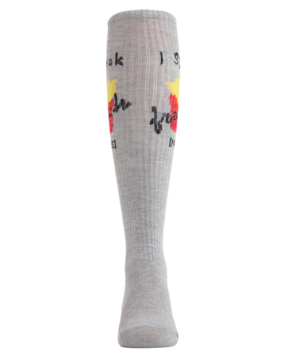 Girls' 2 Pair Pack I Speak French Fries Knee High Socks : Color: Assorted
