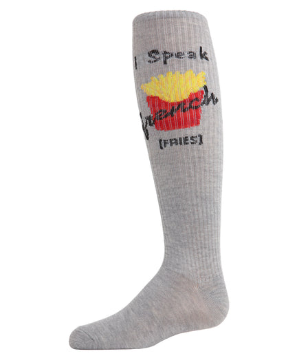 Girls' 2 Pair Pack I Speak French Fries Knee High Socks : Color: Assorted