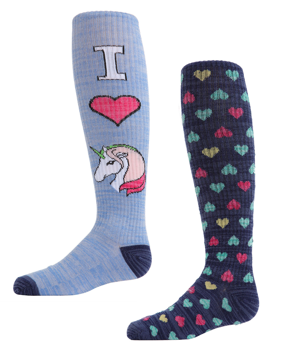 Girls' 2 Pair Pack I Love Unicorns Knee High Socks : Color: Assorted