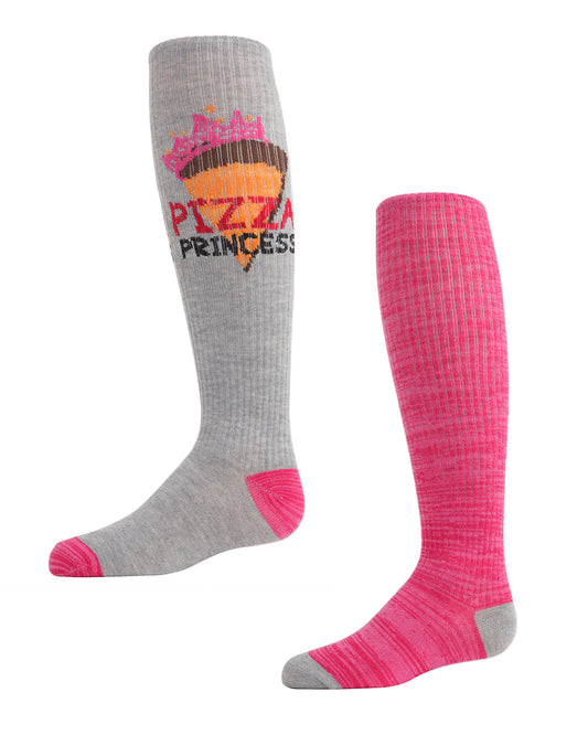 Girls' 2 Pair Pack Pizza Princess Knee High Socks : Color: Assorted