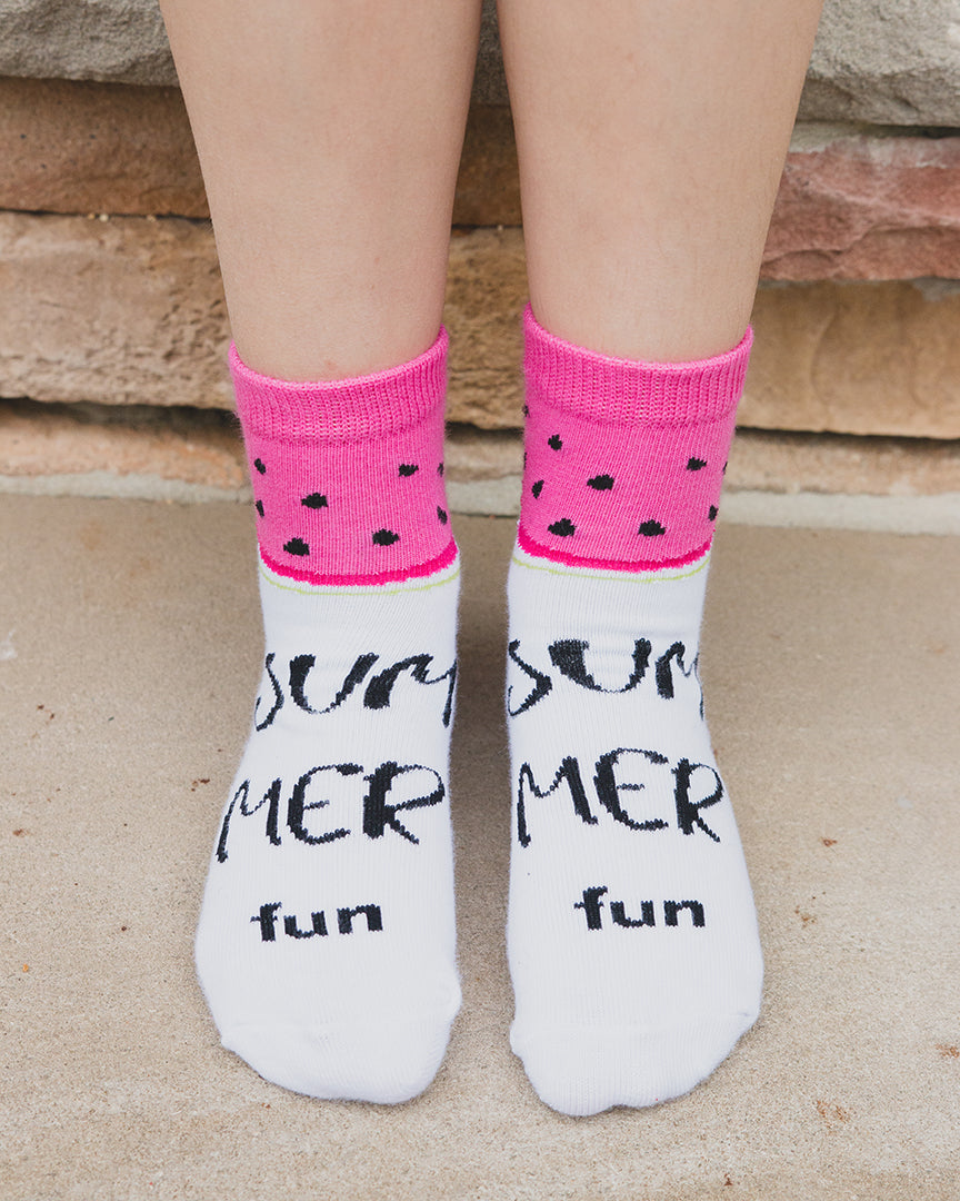 Watermelon No Show Cotton Blend Socks 3-Pack : Color: Assorted
