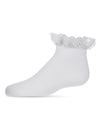 Girls Lace Top Mercerized Cotton Blend Ankle Sock : Color: White