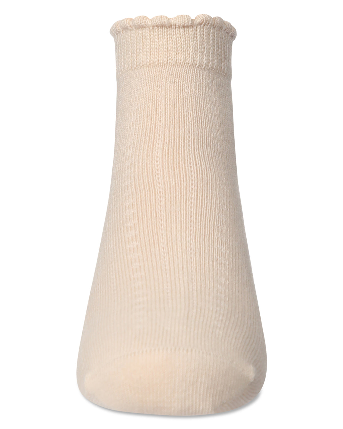Ditsy Floral Scalloped Cuff Anklet Sock : Color: Latte