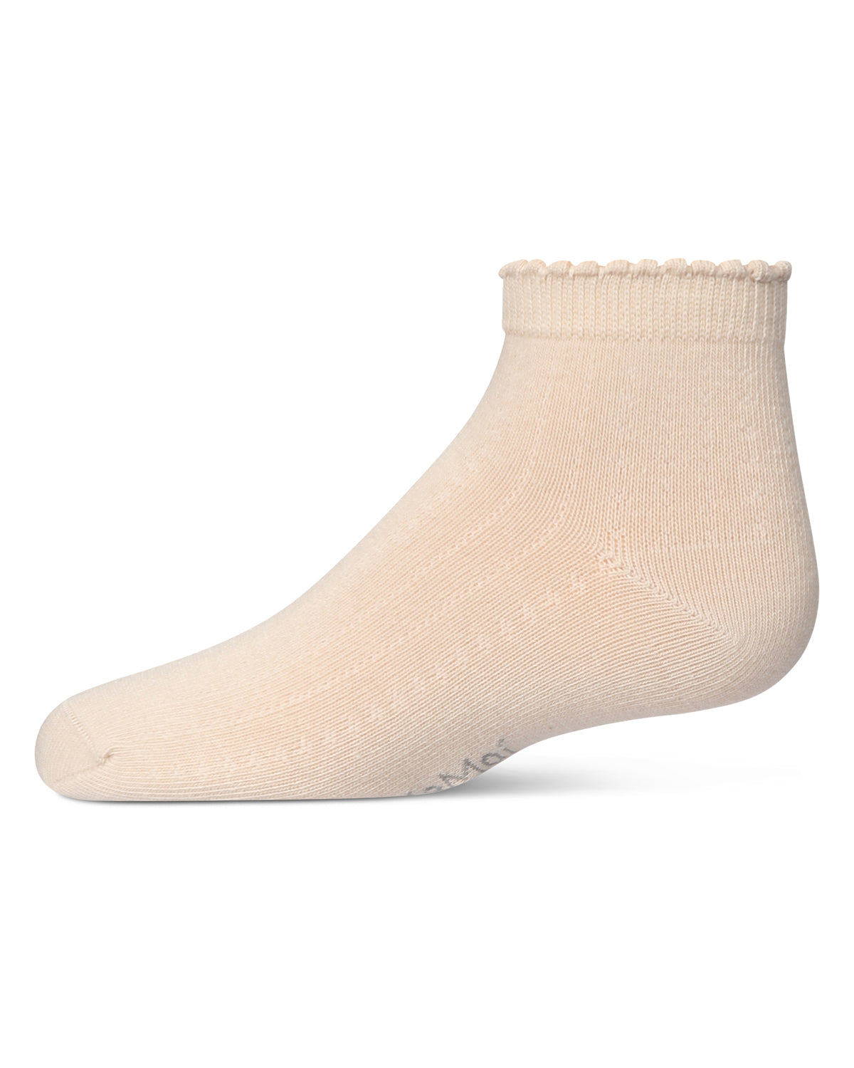 Ditsy Floral Scalloped Cuff Anklet Sock : Color: Latte