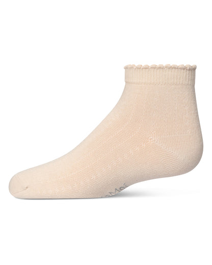 Ditsy Floral Scalloped Cuff Anklet Sock : Color: Latte