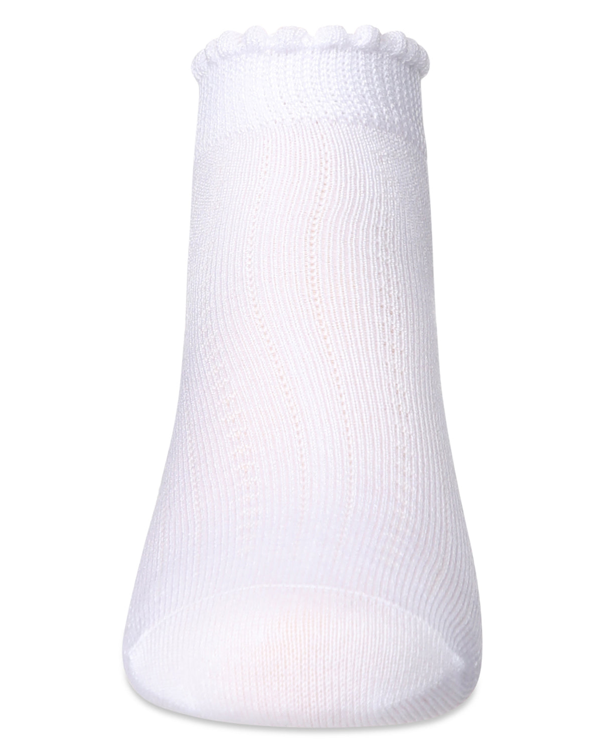 Ditsy Floral Scalloped Cuff Anklet Sock : Color: White