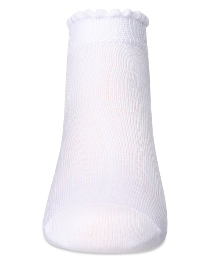 Ditsy Floral Scalloped Cuff Anklet Sock : Color: White