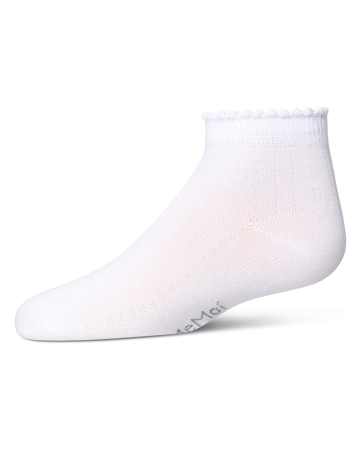 Ditsy Floral Scalloped Cuff Anklet Sock : Color: White