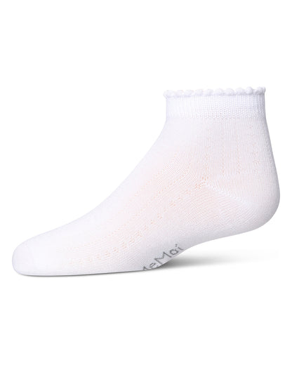 Ditsy Floral Scalloped Cuff Anklet Sock : Color: White