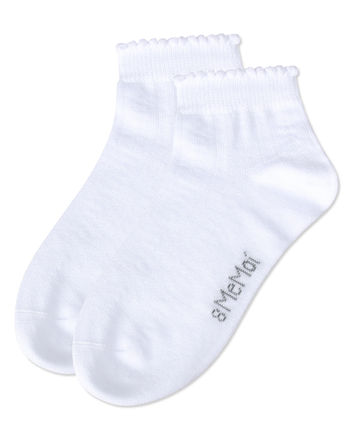 Ditsy Floral Scalloped Cuff Anklet Sock : Color: White