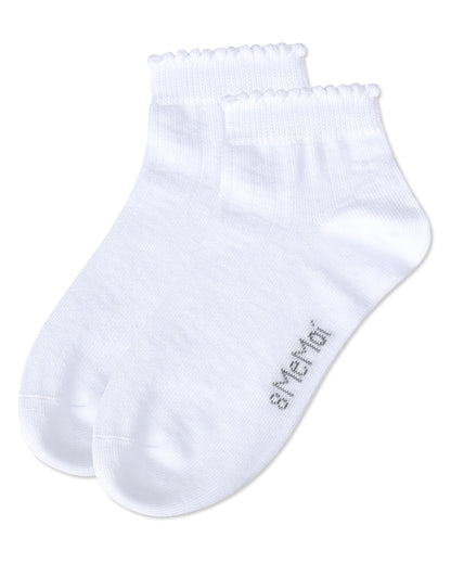 Ditsy Floral Scalloped Cuff Anklet Sock : Color: White