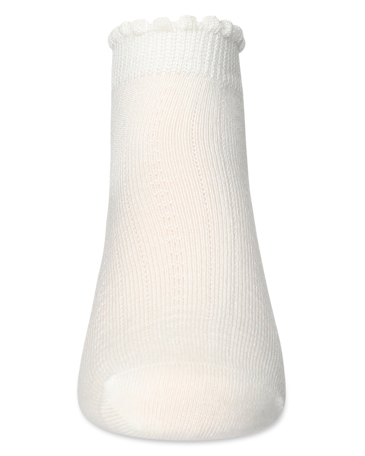 Ditsy Floral Scalloped Cuff Anklet Sock : Color: Winter White