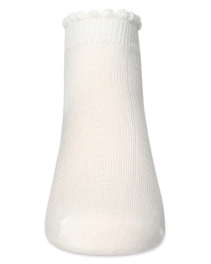 Ditsy Floral Scalloped Cuff Anklet Sock : Color: Winter White