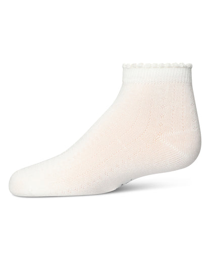 Ditsy Floral Scalloped Cuff Anklet Sock : Color: Winter White