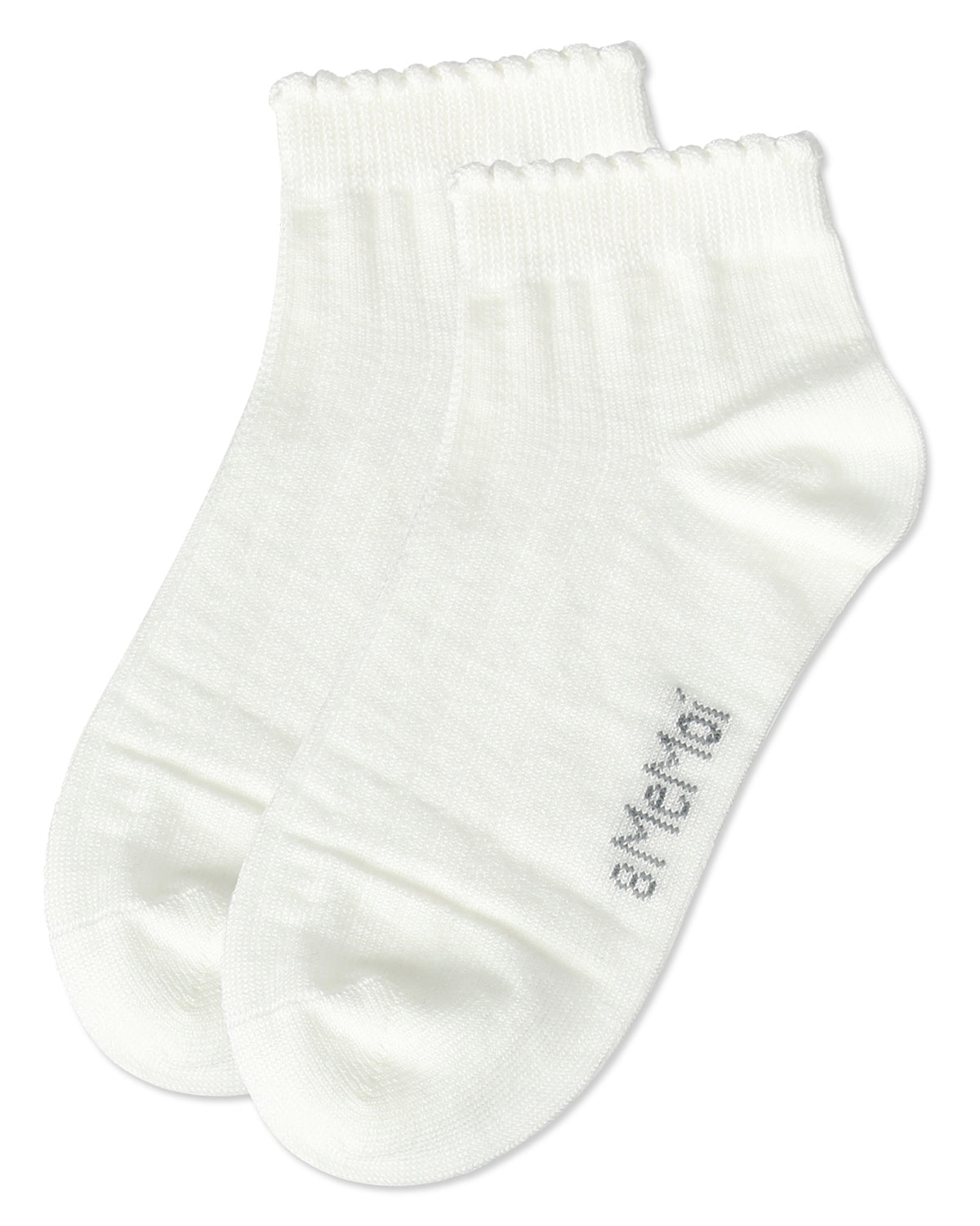 Ditsy Floral Scalloped Cuff Anklet Sock : Color: Winter White