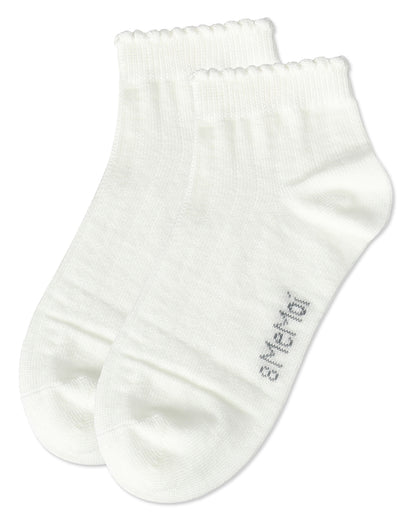 Ditsy Floral Scalloped Cuff Anklet Sock : Color: Winter White