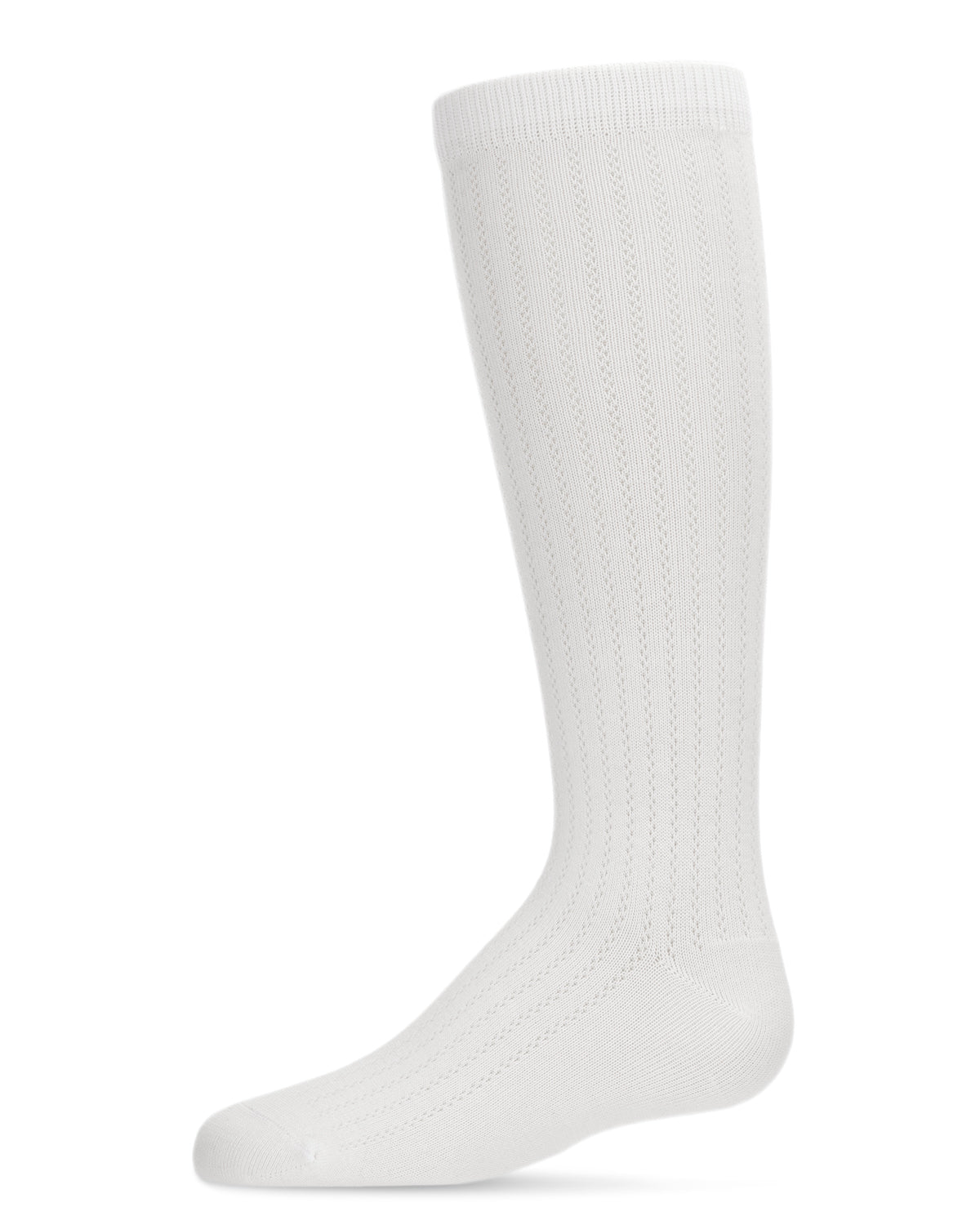Girls' Chain Stitch Knee High Socks : Color: White