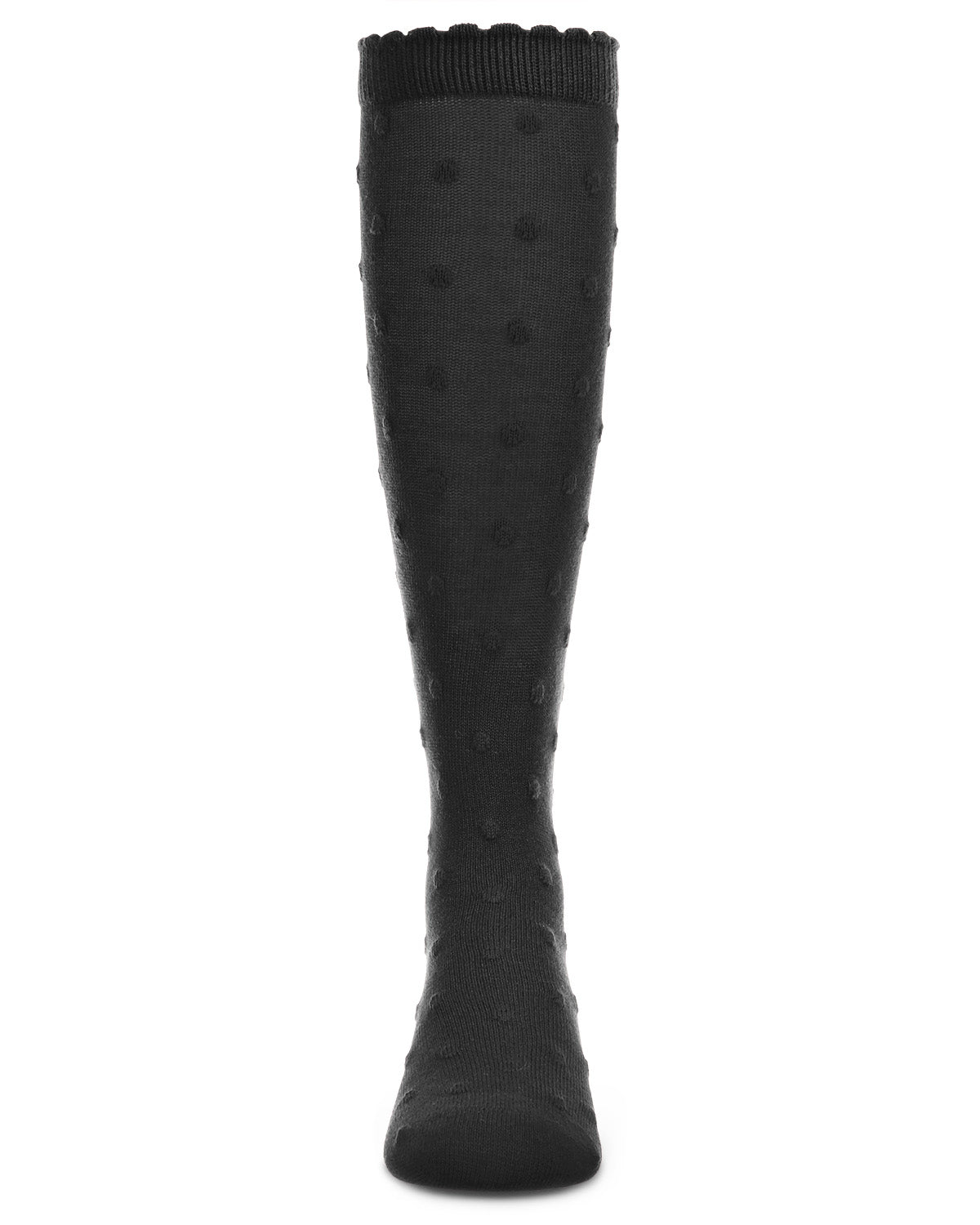 Cotton Blend Swiss Dot Knee High Socks : Color: Black