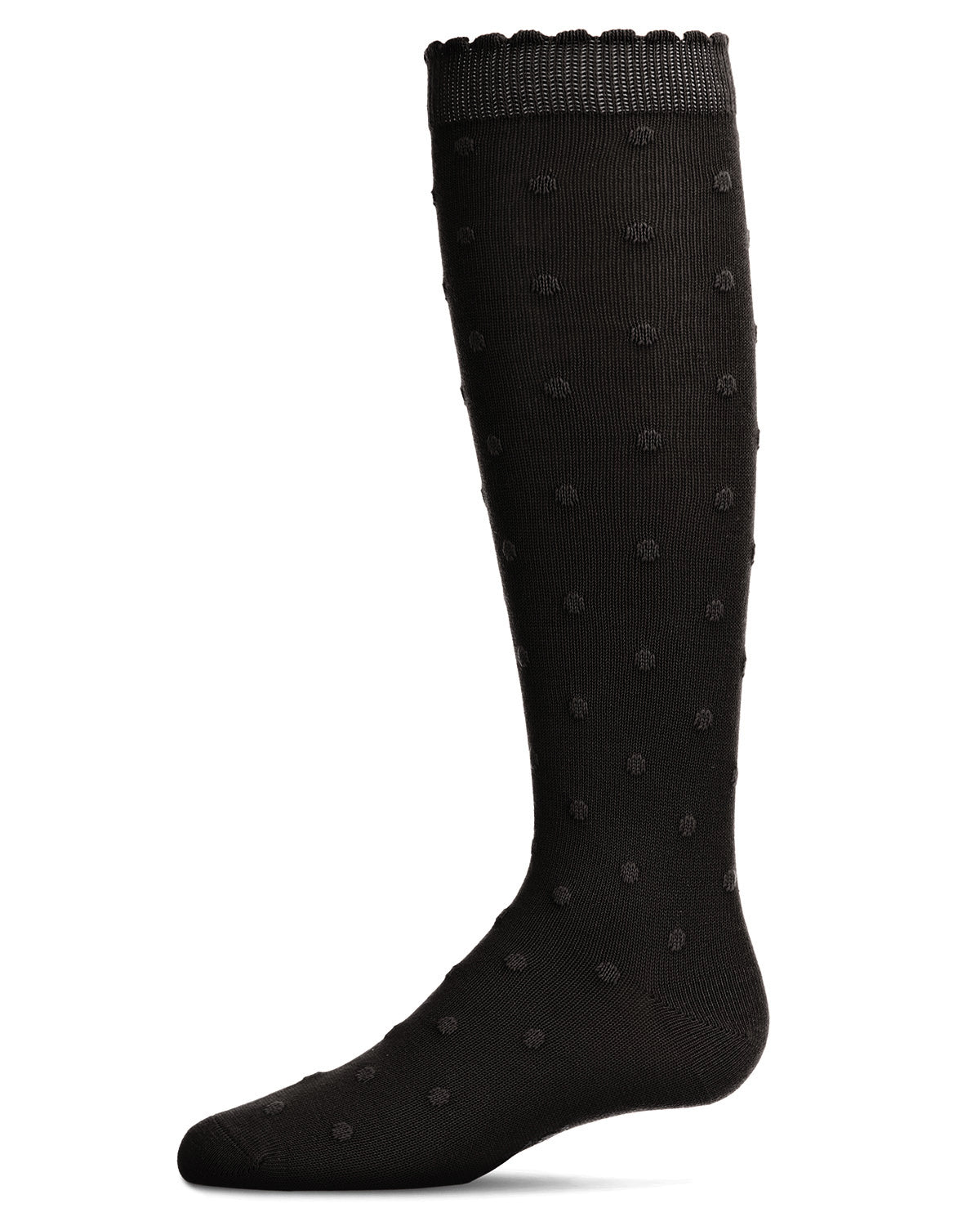 Cotton Blend Swiss Dot Knee High Socks : Color: Black
