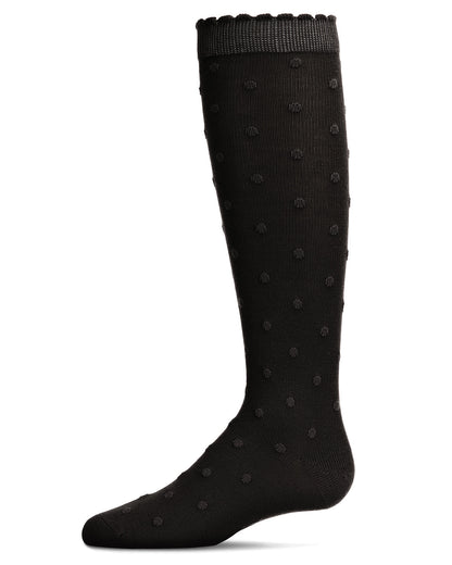 Cotton Blend Swiss Dot Knee High Socks : Color: Black