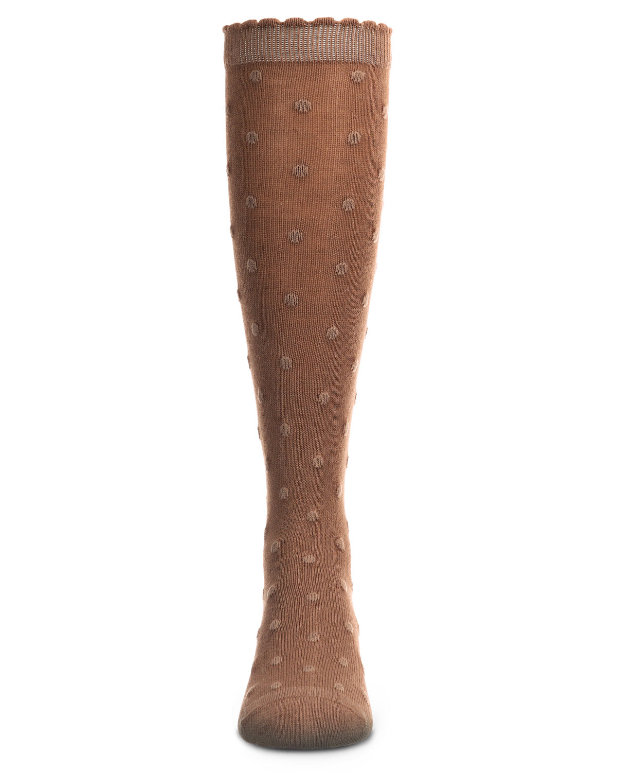 Cotton Blend Swiss Dot Knee High Socks : Color: Cappucino
