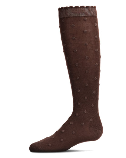Cotton Blend Swiss Dot Knee High Socks : Color: Java