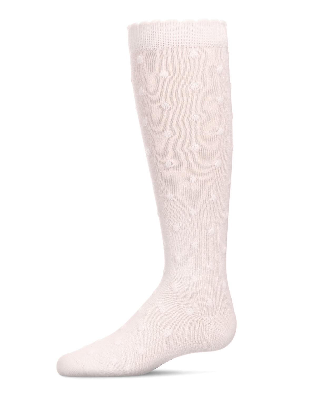 Cotton Blend Swiss Dot Knee High Socks : Color: Winter White