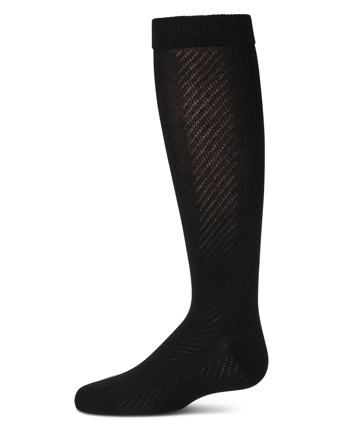 Girls' Pointelle Cotton Blend Knee High Sock : Color: Black