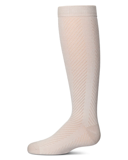 Girls' Pointelle Cotton Blend Knee High Sock : Color: Latte