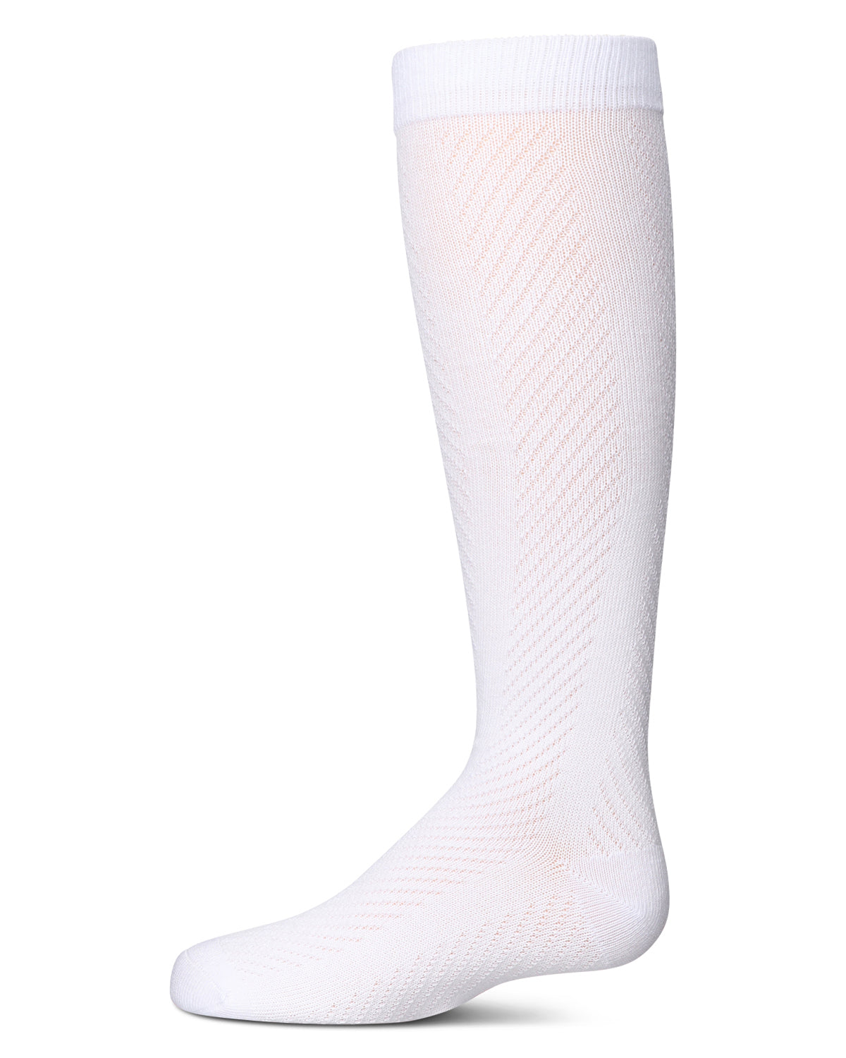 Girls' Pointelle Cotton Blend Knee High Sock : Color: White