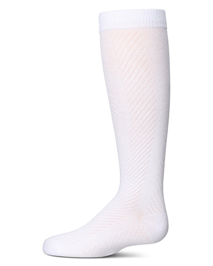 Girls' Pointelle Cotton Blend Knee High Sock : Color: White
