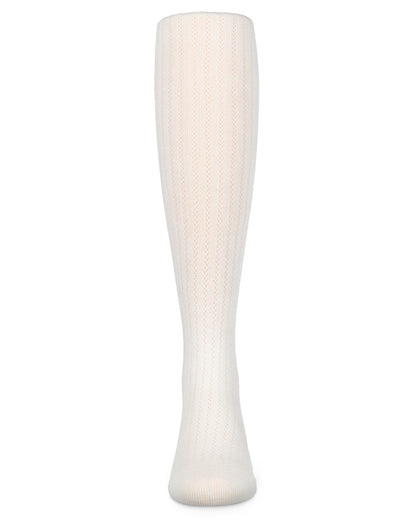 Girls' Chain Cotton Blend Tights : Color: Winter White