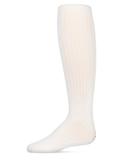 Girls' Chain Cotton Blend Tights : Color: Winter White