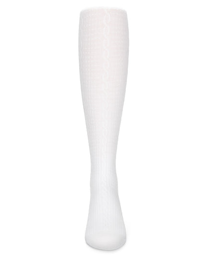 Girls' Pique Chain Pima Cotton Tights : Color: White