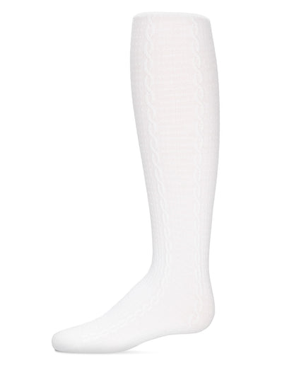 Girls' Pique Chain Pima Cotton Tights : Color: White