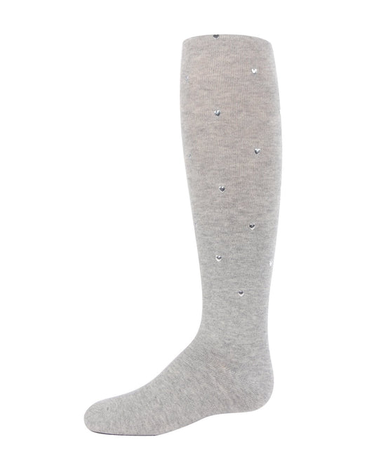 Cool Hearts, Warm Legs Girls Cotton Blend Tights : Color: Light Gray
