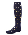 Metallic Polka Dot Cotton Blend Girls Tights : Color: Blue Nights