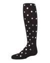 Metallic Polka Dot Cotton Blend Girls Tights : Color: Black