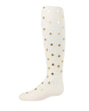 Metallic Polka Dot Cotton Blend Girls Tights : Color: Winter White