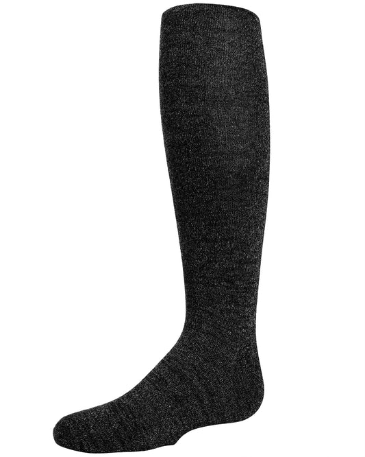 Girls' Iridescent Shimmer Opaque Cotton Tights : Color: Black