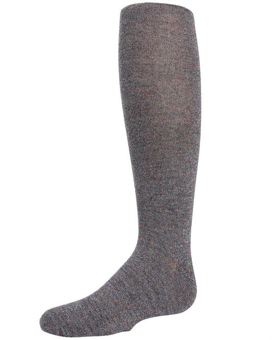 Girls' Iridescent Shimmer Opaque Cotton Tights : Color: Charcoal
