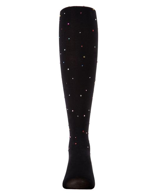Girls' Multicolor Gemstone Opaque Nylon Tights : Color: Black