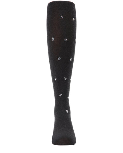 Shimmering Star-Gazer Opaque Girls Tights : Color: Black