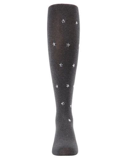 Shimmering Star-Gazer Opaque Girls Tights : Color: Heather Gray