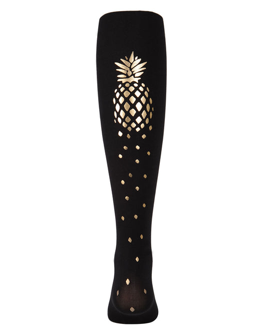 Girls' Pretty Pineapple Opaque Tights : Color: Black