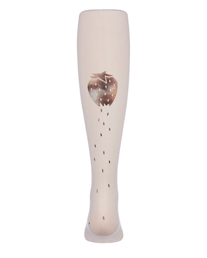 Strawberry Feet Forever Printed Girls Opaque Tights : Color: Winter White
