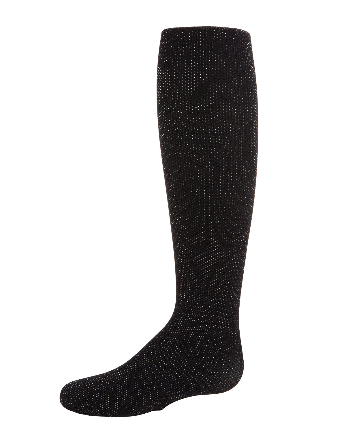 Girls' Textured Lurex Rib Nylon Tights : Color: Black