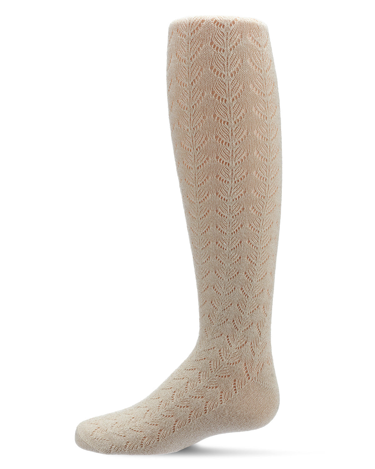 Girls' Shimmer Pointelle Cotton Tights : Color: Gold
